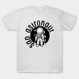 sad astronaut kid black white graphic illustration design T-Shirt